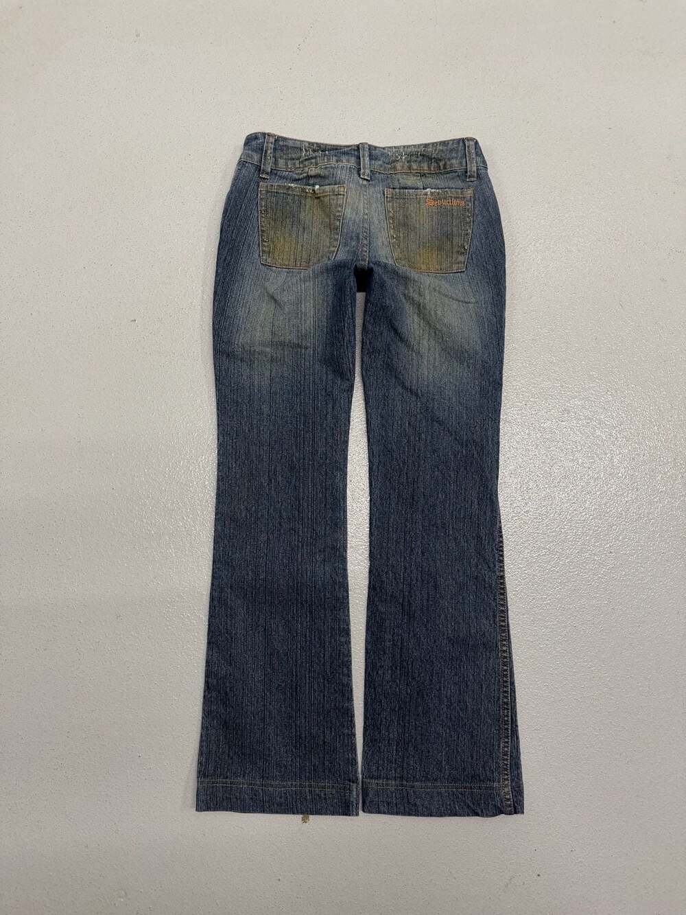Y2K Seductions Distressed Dirty Washed Low Rise Bootcut Flare Jeans